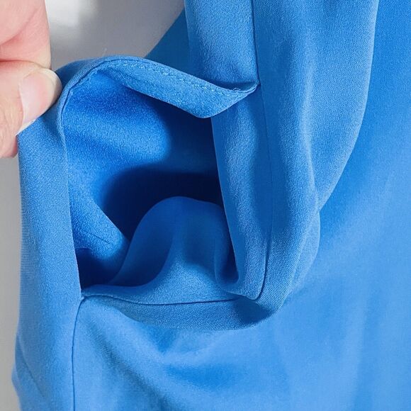 Kobi Halperin Blue Silk Sleeveless Blouson Asymmetrical Side Tie Dress Womens 10 - Picture 6 of 9